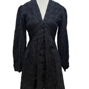 nobody’s child Women’s 100% Cotton Starlight Cord Black Plaid Mini Dress Sz 4